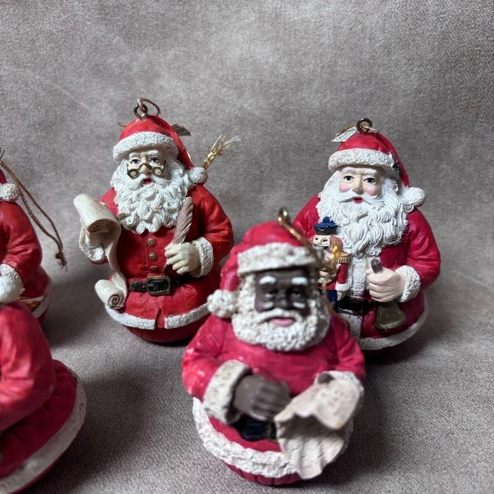 Lot of (6) VTG Jaimy Santa Claus Christmas Tree Hanging Ornament Round Bottom